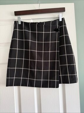 LOFT Windowpane Black Mini Skirt